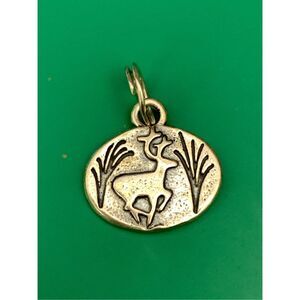 .925 Reindeer Medallion Sterling Silver Jewelry Charm #holiday